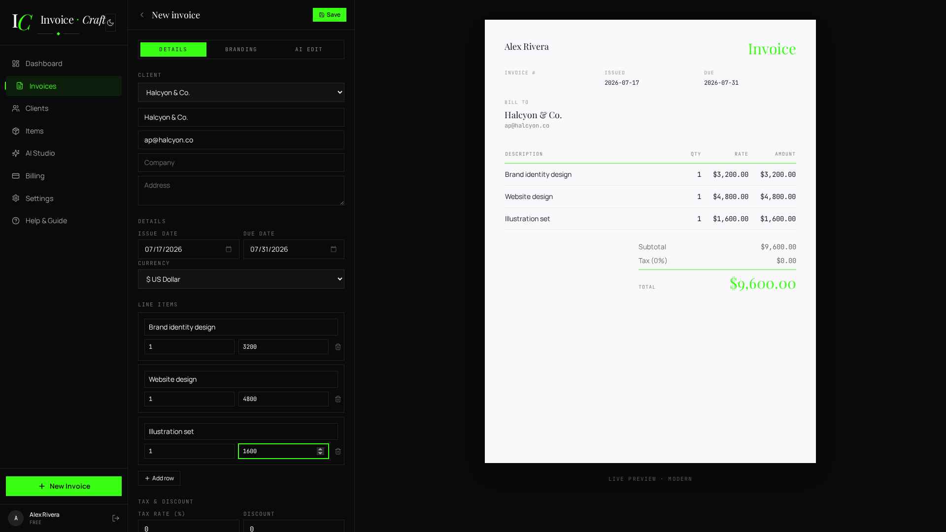 Add line items